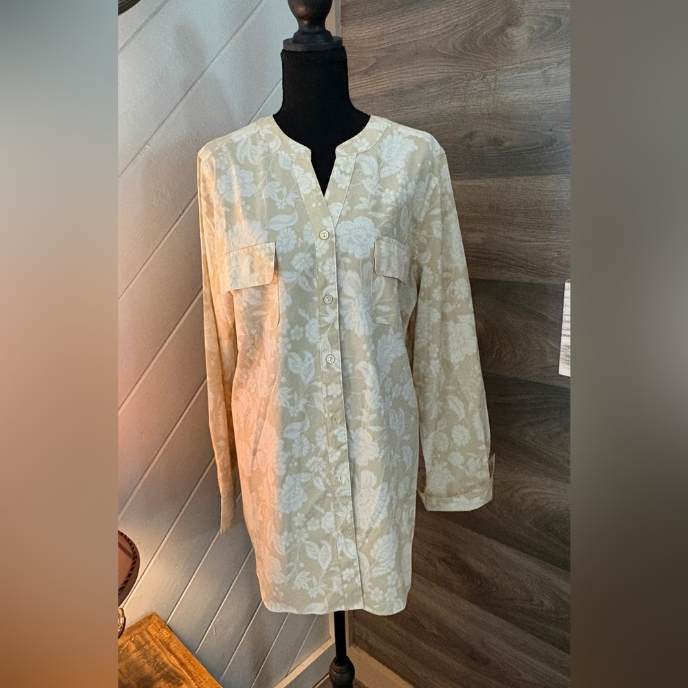 Floral Beige Button Down Shirt